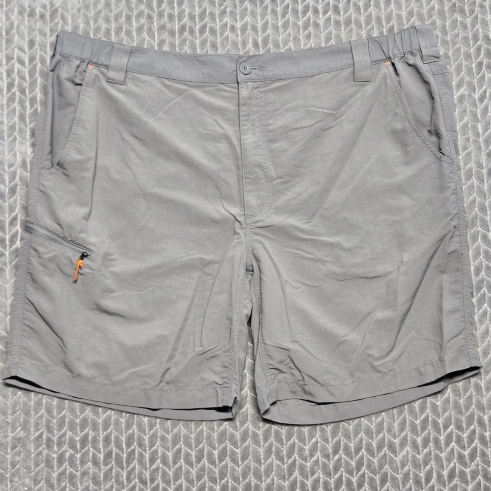 Orvis Mens Gray Nylon Hiking Cargo Shorts XXL 690710 Elastic Waist 8in Inseam